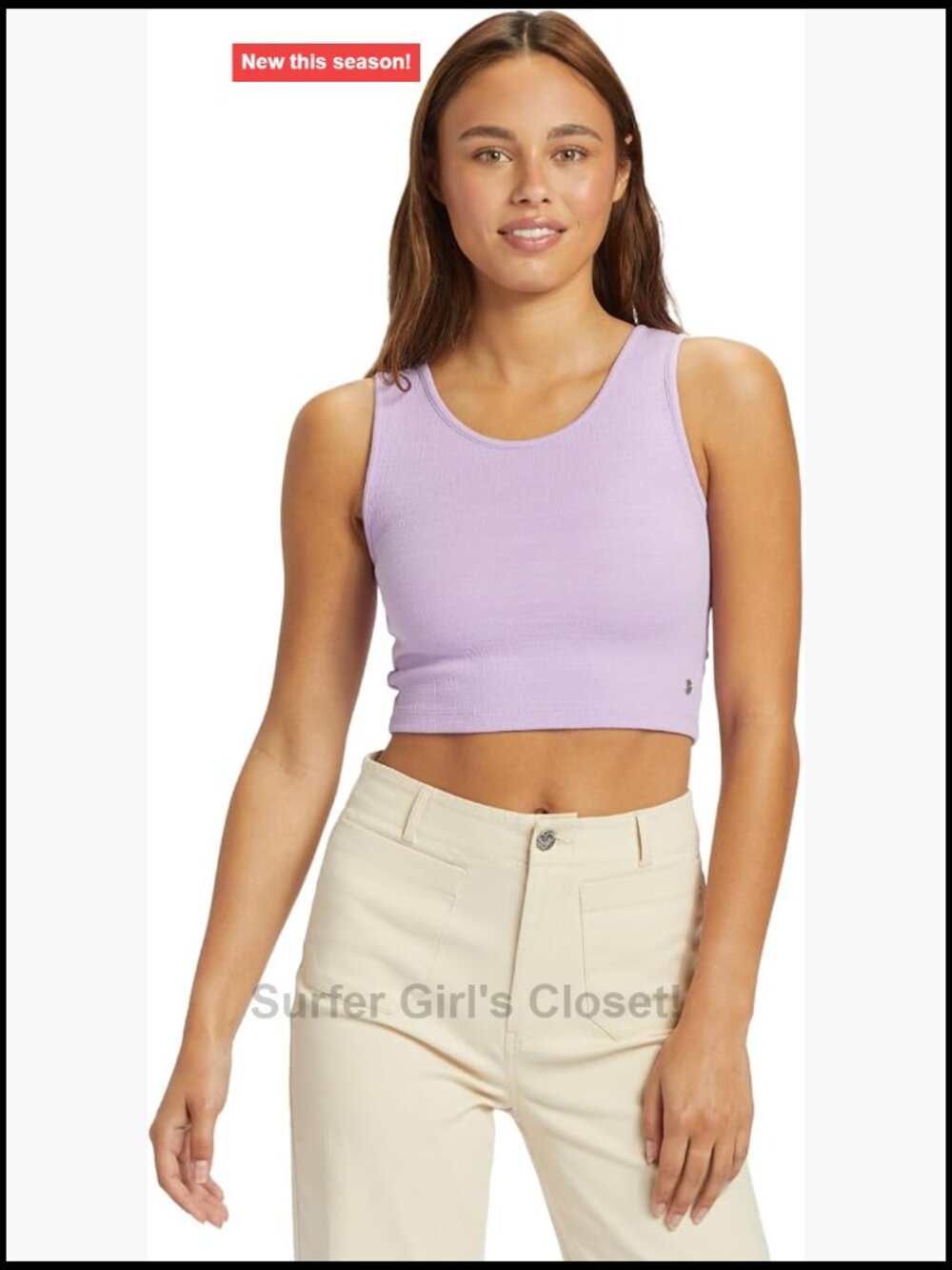 Roxy Cropped Tank Top Womens Cutout Open Back Sleeveless Polyester Spandex